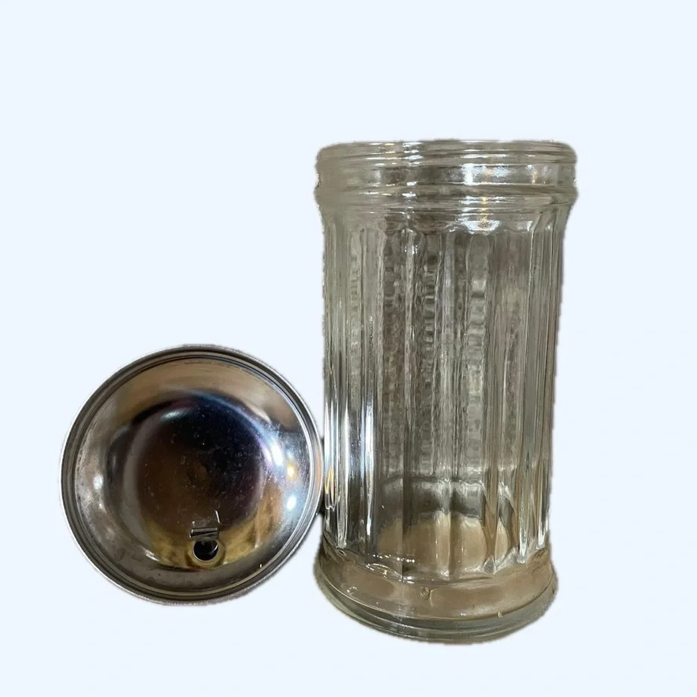 Vintage Kitchen - Fluted Coffee / Tea Sugar Dispenser With Aluminum Top